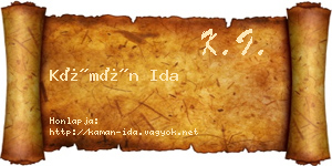 Kámán Ida névjegykártya