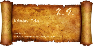 Kámán Ida névjegykártya